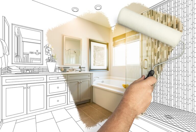 before,and,after,of,man,painting,roller,to,reveal,newly